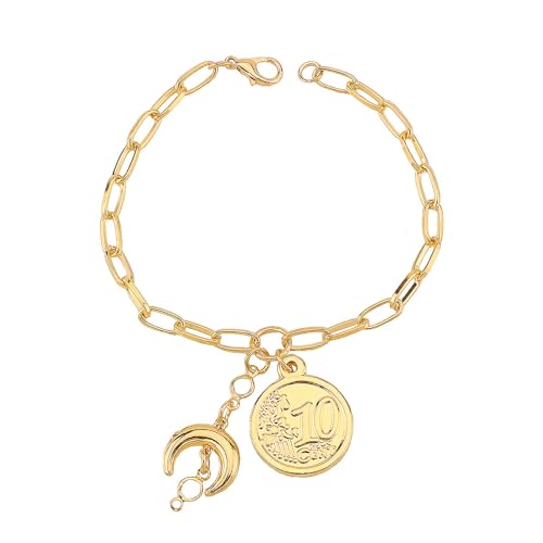 Ddujbtp Elegant 14k Gold Moon Star Beach Charm Armband Verstellbares Zierliches Armbandschmuck Mit Figurmotiven Für Frauen Zierliche Celestials Kettenschmuck von Ddujbtp