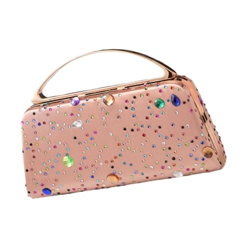 Ddujbtp Elegante Abend-Clutch mit glitzernden Strasssteinen, Schultertaschen, Kette, Handtasche, Abendessen-Tasche für Partys und Hochzeiten, champagnerfarben, Taschen-Organizer von Ddujbtp
