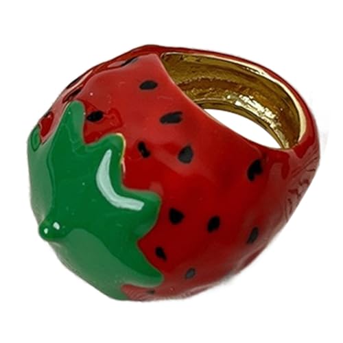 Ddujbtp Elegantes Harz Tropfende Öl Strawberry/Obstringe Mode Handgefertigte Finger Accessoire Party Tragen Ringe Festival Schmuckmodie Statement von Ddujbtp