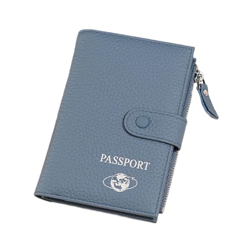 Ddujbtp Funktionelle Reisepasshülle für Reisen und den täglichen Gebrauch, praktisches Kartenetui aus PU-Leder, Münzbörse und mehrere Fächer, blau, Taschen-Organizer von Ddujbtp