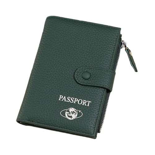 Ddujbtp Funktionelle Reisepasshülle für Reisen und den täglichen Gebrauch, praktisches Kartenetui aus PU-Leder, Münzbörse und mehrere Fächer, grün, Taschen-Organizer von Ddujbtp