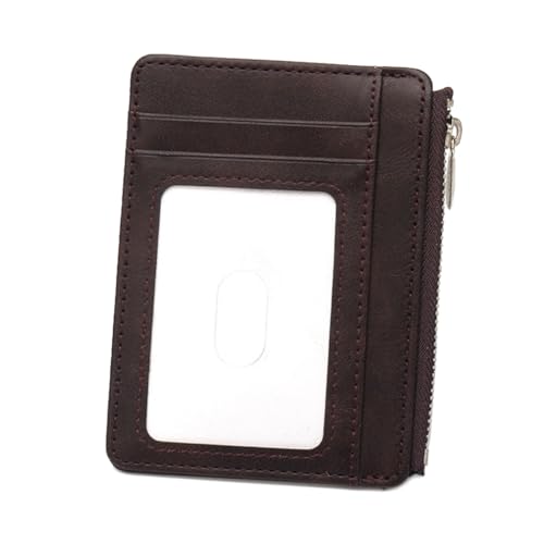 Ddujbtp Geldbörse aus PU-Leder mit Reißverschluss, Kartenhalter mit transparentem Fenster für sicheren Informationsschutz und einfachen Zugriff, Kaffeebraun, Taschen-Organizer von Ddujbtp