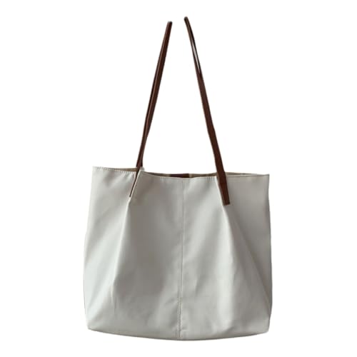 Ddujbtp Geräumige Nylon-Schultertasche für Damen mit mehreren Fächern und bequemem Griff, einfarbig, Handtasche, Shopper, gebrochenes weiß, Single package, Taschen-Organizer von Ddujbtp