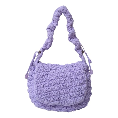 Ddujbtp Gesteppte Puffertasche, einzelne Schultertasche, große Kapazität, Handtasche für Damen, Nylon, bequemer Gurt mit Reißverschluss, violett, Taschen-Organizer Ddujbtp Gesteppte Puffertasche, einzelne Schultertasche, große Kapazität, Handtasche für Damen, Nylon, bequemer Gurt mit Reißverschluss, violett, Taschen-Organizer von Ddujbtp