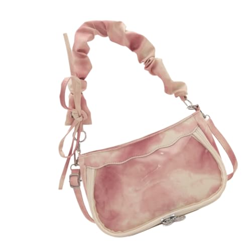 Ddujbtp Handtasche im japanischen Stil, mit Tinte gefärbt, gerüscht, süße Unterarmtasche mit verstellbarem Riemen, PU-Schultertasche für Modebegeisterte, 4, Taschen-Organizer von Ddujbtp