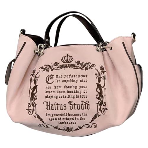 Ddujbtp Harajuku Umhängetasche aus Segeltuch, Kürbisform, für Damen, ästhetisch, Gothic, Buchstabenstickerei, Kettengriff, Schulterhandtasche, rose, Taschen-Organizer Ddujbtp Harajuku Umhängetasche aus Segeltuch, Kürbisform, für Damen, ästhetisch, Gothic, Buchstabenstickerei, Kettengriff, Schulterhandtasche, rose, Taschen-Organizer von Ddujbtp