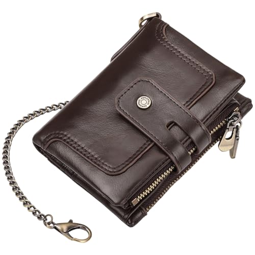 Ddujbtp Herren Geldbörse Kompakte PU Leder Geldbörse mit blockierenden Münzgeldbörsen Multifunktionale Kleingeldtaschen für Business und Reisen, Kaffeebraun, Taschen-Organizer von Ddujbtp