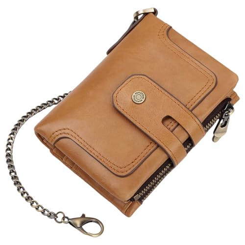 Ddujbtp Herren Geldbörse Kompakte PU Leder Geldbörse mit blockierenden Münzgeldbörsen Multifunktionale Kleingeldtaschen für Business und Reisen, braun, Taschen-Organizer von Ddujbtp