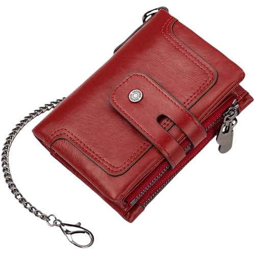 Ddujbtp Herren Geldbörse Kompakte PU Leder Geldbörse mit blockierenden Münzgeldbörsen Multifunktionale Kleingeldtaschen für Business und Reisen, rot, Taschen-Organizer von Ddujbtp