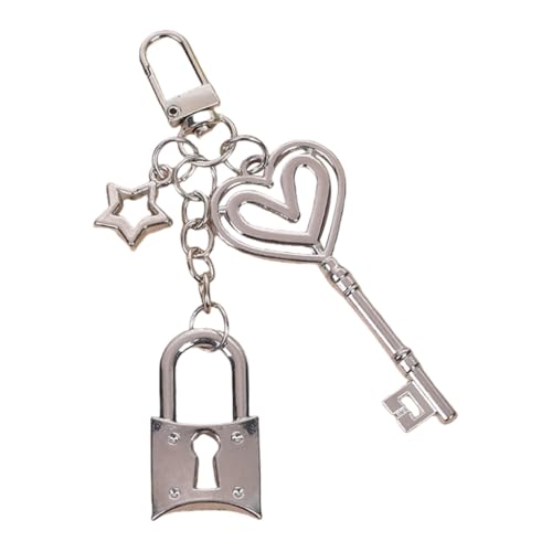 Ddujbtp Herz-Schlüsselanhänger, Sternschloss, Schlüsselanhänger, Auto-Schlüsselanhänger, hängende Ornamente, Metall-Schlüsselhalter, Taschenanhänger, Dekorationen, B, Taschen-Organizer von Ddujbtp