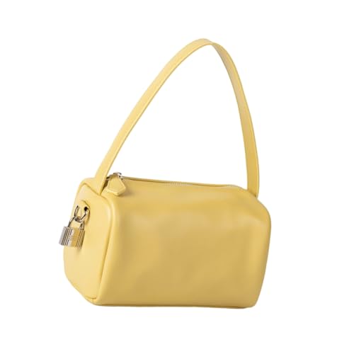 Ddujbtp Koreanisch inspiriertes Kissen-Design, PU-Leder, Damen-Schultertasche, lässige Büro-Handtasche mit weicher Textur für verschiedene Anlässe, gelb, Taschen-Organizer von Ddujbtp