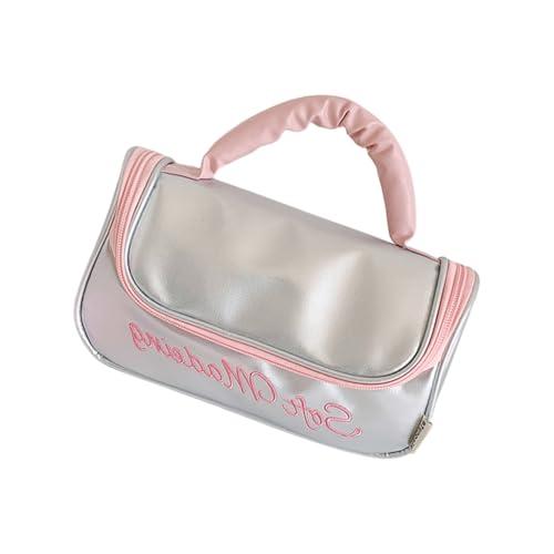 Ddujbtp Kosmetik-Organizer mit großem Fassungsvermögen und Schleifen-Design, PU-Handtasche für Reisen, Kulturbeutel, tragbare Make-up-Tasche, silber, Taschen-Organizer Ddujbtp Kosmetik-Organizer mit großem Fassungsvermögen und Schleifen-Design, PU-Handtasche für Reisen, Kulturbeutel, tragbare Make-up-Tasche, silber, Taschen-Organizer von Ddujbtp