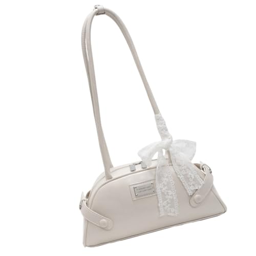 Ddujbtp Lässige Damen-Schultertasche aus PU-Leder, Spitze, leichte Reise-Handtasche für den täglichen Pendler, Dating, Outdoor unverzichtbar, beige, Taschen-Organizer von Ddujbtp