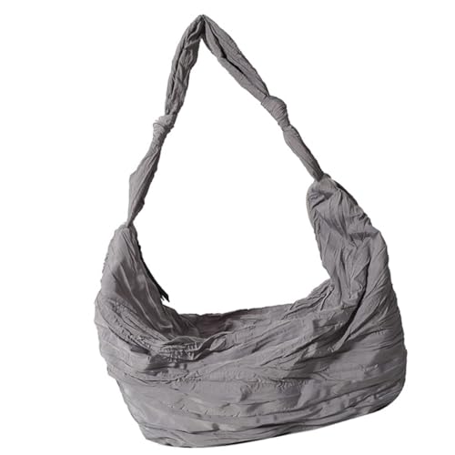 Ddujbtp Lässige Dumpling Geldbörse Nylon Umhängetasche für Damen und Herren Plissee Satchel mit mehreren Taschen Party Handtasche, grau, Taschen-Organizer von Ddujbtp