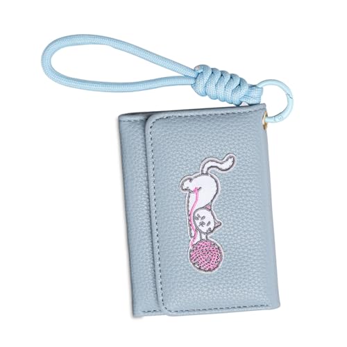 Ddujbtp Leichte Tierliebhaber Brieftasche PU Leder Konstruktionskartenhalter Tragbare Münzbriefe Easy Grip Lanyard Cats Themeed Wallet Wallet von Ddujbtp