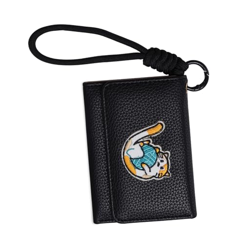Ddujbtp Leichte Tierliebhaber Brieftasche PU Leder Konstruktionskartenhalter Tragbare Münzbriefe Easy Grip Lanyard Cats Themeed Wallet Wallet von Ddujbtp
