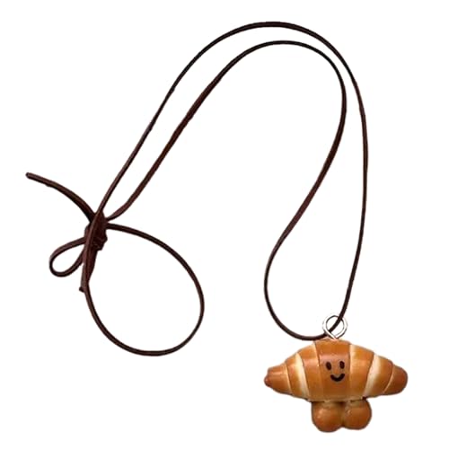 Ddujbtp Mehrzweckkünstlerbrotbrand Halskette Mit Kranzbagel Und Lächelnder Brezel Miniaturen Modezubehör Brot Charme von Ddujbtp