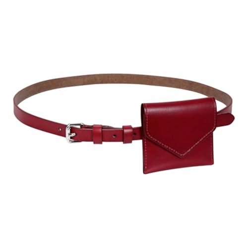 Ddujbtp Modische Mini-Hüfttasche im koreanischen Stil für Damen, PU-Leder, Gürteltaschen mit stilvollem Design und mehreren Fächern, rot, Taschen-Organizer von Ddujbtp