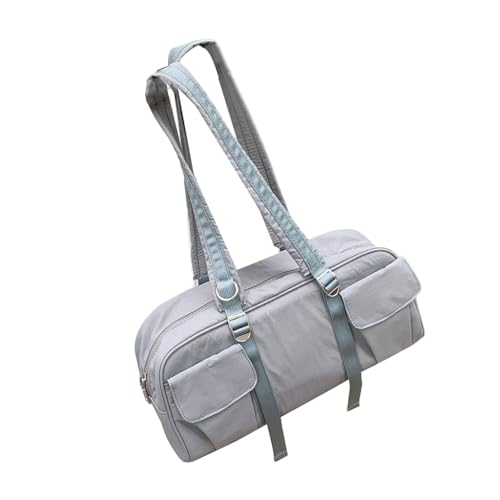 Ddujbtp Modische Nylon-Umhängetasche für Damen, große Kapazität, lässig, koreanisch, Tragegriff oben, Handtasche, Pendler, grau, Taschen-Organizer von Ddujbtp