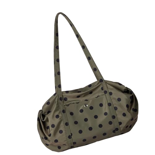 Ddujbtp Modische Tasche mit Punktmuster, Reißverschluss, bequemer Schultergurt, ergonomisches Design für tägliche Pendelabenteuer, verschleißfeste Reisetaschen, grün, One Size von Ddujbtp