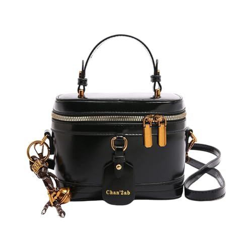 Ddujbtp Modische Umhängetasche für Damen, PU-Leder, stilvolle Kuriertasche, trendige Handtasche, Make-up, Retro-Stil, modisch, Crossbody-Make-up für Reisen, Schwarz , One Size von Ddujbtp