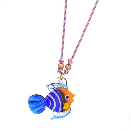Ddujbtp Multifauntal Glass Fisch Halskette Einstellbare Kette Eleganter Anhänger Für Modeliebhaber Präsentieren Künstlerische Halskette von Ddujbtp