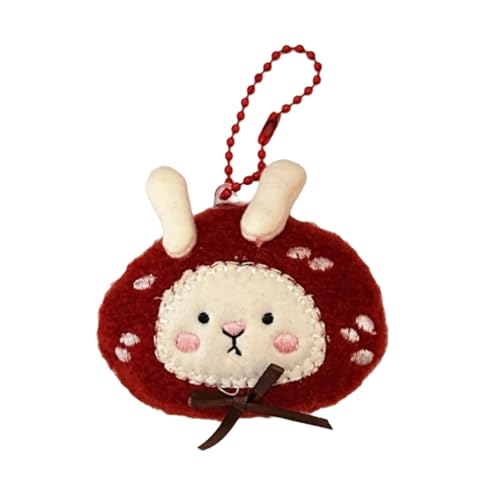 Ddujbtp Niedlicher Cartoon-Kaninchen-Pilz-Anhänger aus Plüsch, Ornament, Tasche, Zubehör, Weihnachtsdekoration für Taschen und tägliche Outfits, Hasen-Anhänger, Taschen-Organizer von Ddujbtp