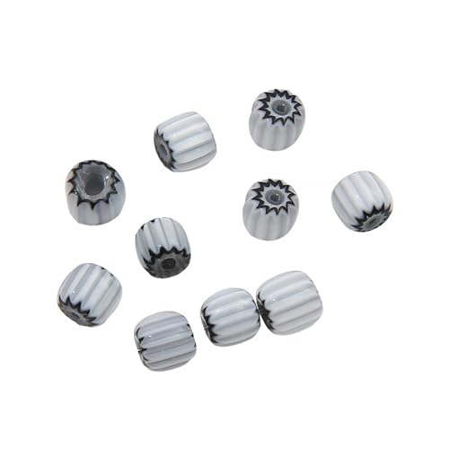 Ddujbtp Packung Von 10 Handgefertigten Harzkürbisperlen Schmuckstruktur Für Kreative Halskette Und Armbandprojekte Gestreifter Eimer von Ddujbtp