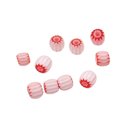 Ddujbtp Packung Von 10 Handgefertigten Harzkürbisperlen Schmuckstruktur Für Kreative Halskette Und Armbandprojekte Gestreifter Eimer von Ddujbtp
