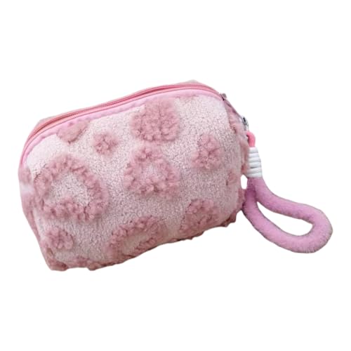 Ddujbtp Plüsch-Make-up-Tasche mit Liebesaufdruck, Kosmetiktasche mit Griff, praktischer Kulturbeutel, Reise-Hautpflege-Organizer, Federmäppchen, rose, Taschen-Organizer von Ddujbtp