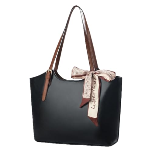 Ddujbtp Retro PU Leder Unterarmtasche für Frauen Große Kapazität PU Schultertasche Elegante Handtasche für den täglichen Pendeln und Reisen, Schwarz , Taschen-Organizer von Ddujbtp