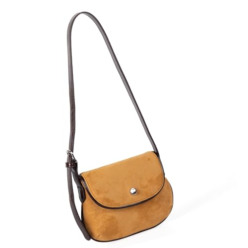 Ddujbtp Retro-Schultertasche aus Wildleder, mit verstellbarem Riemen, Mehrzweck-Arbeits- und Pendlertasche, Unterarm-Geldbörse für Damen und Mädchen, Wildleder-Handtasche, aprikose, One Size von Ddujbtp