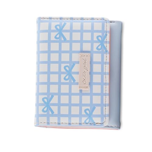 Ddujbtp Stilvolle, kurze, gestreifte Geldbörse aus PU-Leder mit elegantem Schleifen-Design und mehreren Kartenfächern für Damen und Mädchen, Helle Orchidee, Taschen-Organizer von Ddujbtp