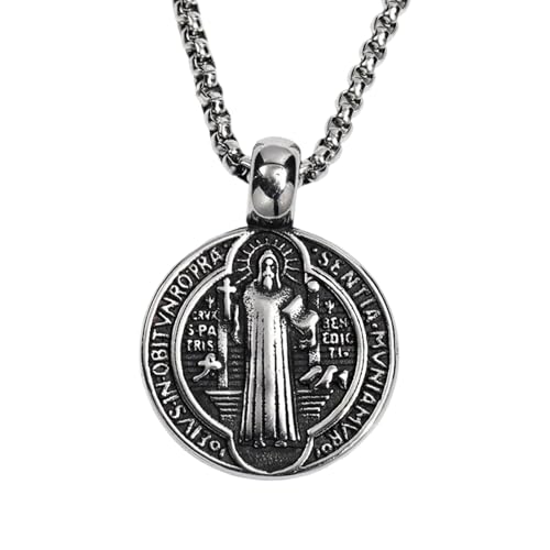 Ddujbtp Stilvolle Doppelseitige Exorzismus Halskette Für Männer Handgefertigt Religiöser Heckketten Katholischer Amulettschmuck Accessoires Legierung Mode Accessoire von Ddujbtp