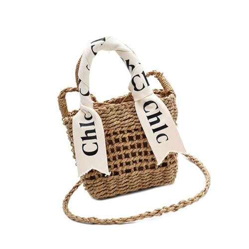 Ddujbtp Stilvolle hohle Stroh-Geldbörse, verschiedene Tragemöglichkeiten, Schultertasche, Reisetasche, Crossbody-Tasche für Shopping oder Strandausflüge, khaki, S, Taschen-Organizer von Ddujbtp