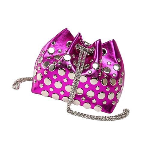 Ddujbtp Trendige Mini-Umhängetasche mit Nieten-Design, praktischer PU-Leder-Kettenriemen für Damen 2025, Sommer-Umhängetasche, hot pink, Taschen-Organizer Ddujbtp Trendige Mini-Umhängetasche mit Nieten-Design, praktischer PU-Leder-Kettenriemen für Damen 2025, Sommer-Umhängetasche, hot pink, Taschen-Organizer von Ddujbtp