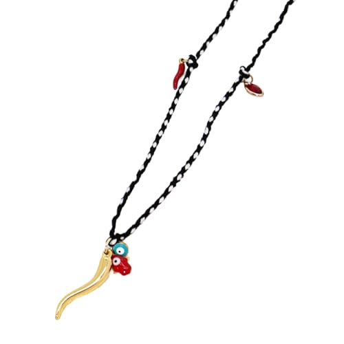 Ddujbtp Trendy Bunte Baumwollseil Halskette Mit Peppers Devil Eye Charm Für Frauen Robust von Ddujbtp