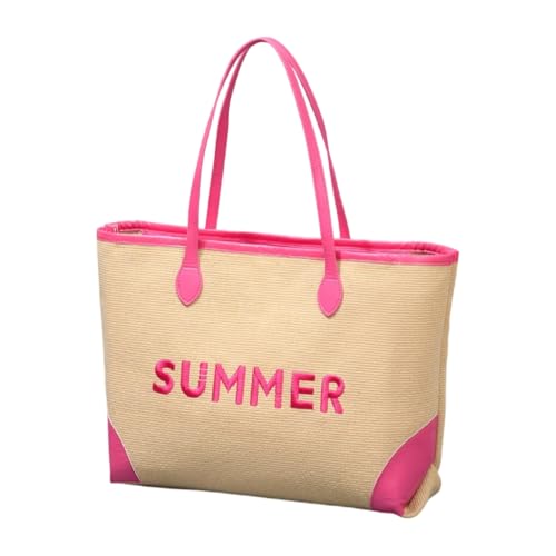 Ddujbtp Übergroße bestickte Strandtasche für Damen, Doppelgriff, gewebte Schultertaschen für Reisen, Fitnessstudio, Einkaufen und Urlaub, rose, Taschen-Organizer Ddujbtp Übergroße bestickte Strandtasche für Damen, Doppelgriff, gewebte Schultertaschen für Reisen, Fitnessstudio, Einkaufen und Urlaub, rose, Taschen-Organizer von Ddujbtp
