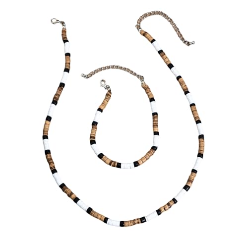 Ddujbtp Unisex Coconuts Shell Beaded Accessory Set Portable Fashion Necklace And For Outdoor Enthusiasten Items Necklace von Ddujbtp
