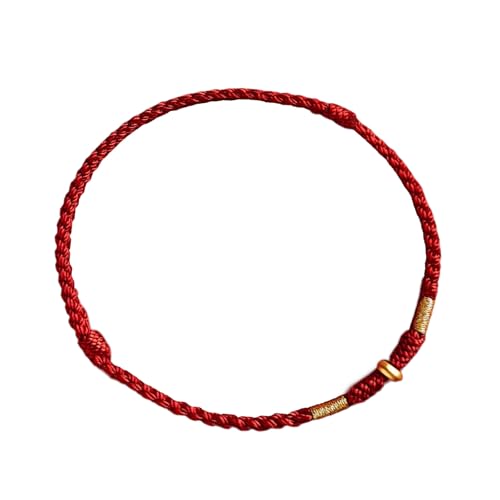 Ddujbtp Verstellbare Handgewebte Rote Seilglück Armreifen Für Liebhaber Stilvolle Frauen Männer Fußkettchen Mit Goldener Perlen Mode Schmuck Paare Armband von Ddujbtp