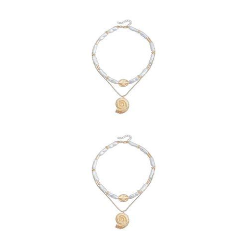 Ddujbtp Verstellbare Länge, einzigartige Perlen, Muschel-Halskette für Damen, Modeschmuck, Accessoire, vielseitiges Damenmodeaccessoire von Ddujbtp