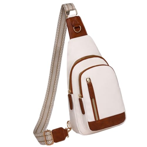 Ddujbtp Vintage Multifunktionale Damen Brusttasche mit verstellbarem Gurt und mehreren Taschen Sling Pack Crossbody Umhängetasche von Ddujbtp