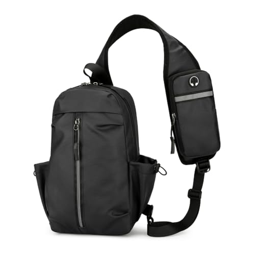 Ddujbtp Wasserdichte Brusttasche für Herren und Damen, verstellbare Schultertasche, Geldbörse, großes Fassungsvermögen, mehrere Taschen, Rucksack, Schwarz , Taschen-Organizer von Ddujbtp