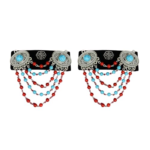 Elegantes Fussel-Haar-Accessoire mit mongolischem Flair und fließenden Quasten, tragbar für Retro- und ethnische Mode-Liebhaber, Vintage-Haarschmuck für Damen von Ddujbtp