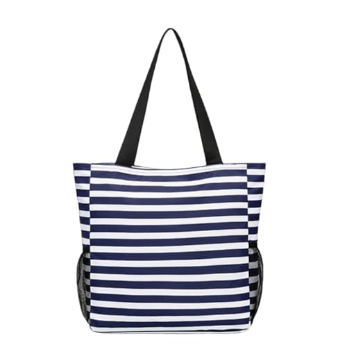 Fitnesstasche Reisetasche Gepäcktasche Große Kapazität Trainingstasche Wasserdicht Strandtasche Mode Streifen Handtasche Sporttasche von Ddujbtp