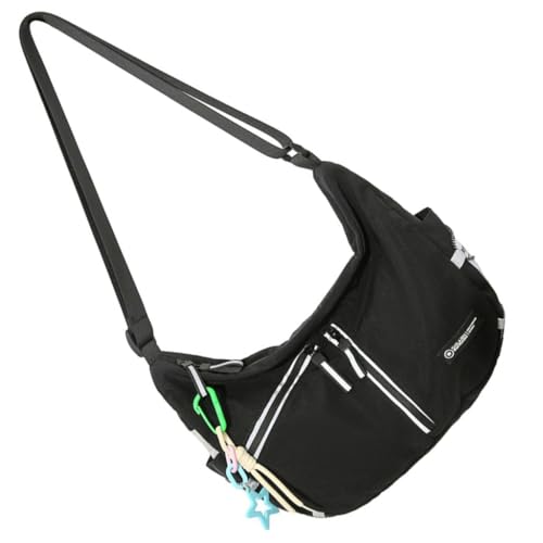 Hip Hop Street Style Cargo Crossbody Tasche für Damen und Herren Harajuku Nylon Reflektierende Umhängetasche mit verstellbarem Riemen, Schwarz , Taschen-Organizer von Ddujbtp