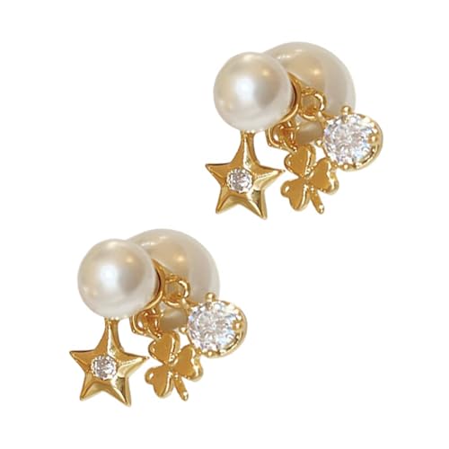Imitation Pearls Cluster Ohrstollen Mit Kristallen Star Und Elektroplattiert Silbernen Rücken Elegante Zirkonia Stollen Ohrringe von Ddujbtp