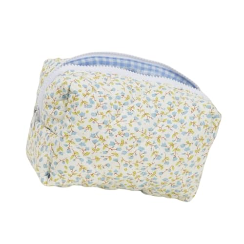 Make-up-Tasche mit großem Fassungsvermögen, Baumwolle, Blumenmuster, gesteppt, Kosmetiktasche, Zubehöraufbewahrung, organisiert für Reisen und den täglichen Gebrauch, blau, Taschen-Organizer Make-up-Tasche mit großem Fassungsvermögen, Baumwolle, Blumenmuster, gesteppt, Kosmetiktasche, Zubehöraufbewahrung, organisiert für Reisen und den täglichen Gebrauch, blau, Taschen-Organizer von Ddujbtp