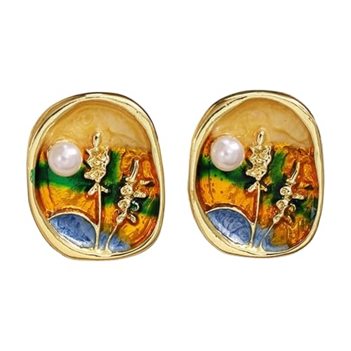 Ölmalerei Ohrring Ohrstolme Legierung Textur Moderne Schmuck Fashion Pins Geeignet Für Tägliche Und Feierliche Verwendung Französischer Eleganter Vintage Ohrringe von Ddujbtp
