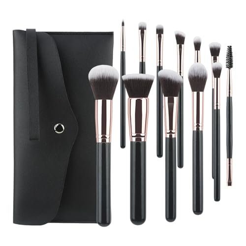 Reisefreundliches 12-teiliges Make-up-Pinsel-Set mit weichen Borsten und ergonomischem Holzgriff für Damen und Mädchen Kosmetikpinsel von Ddujbtp
